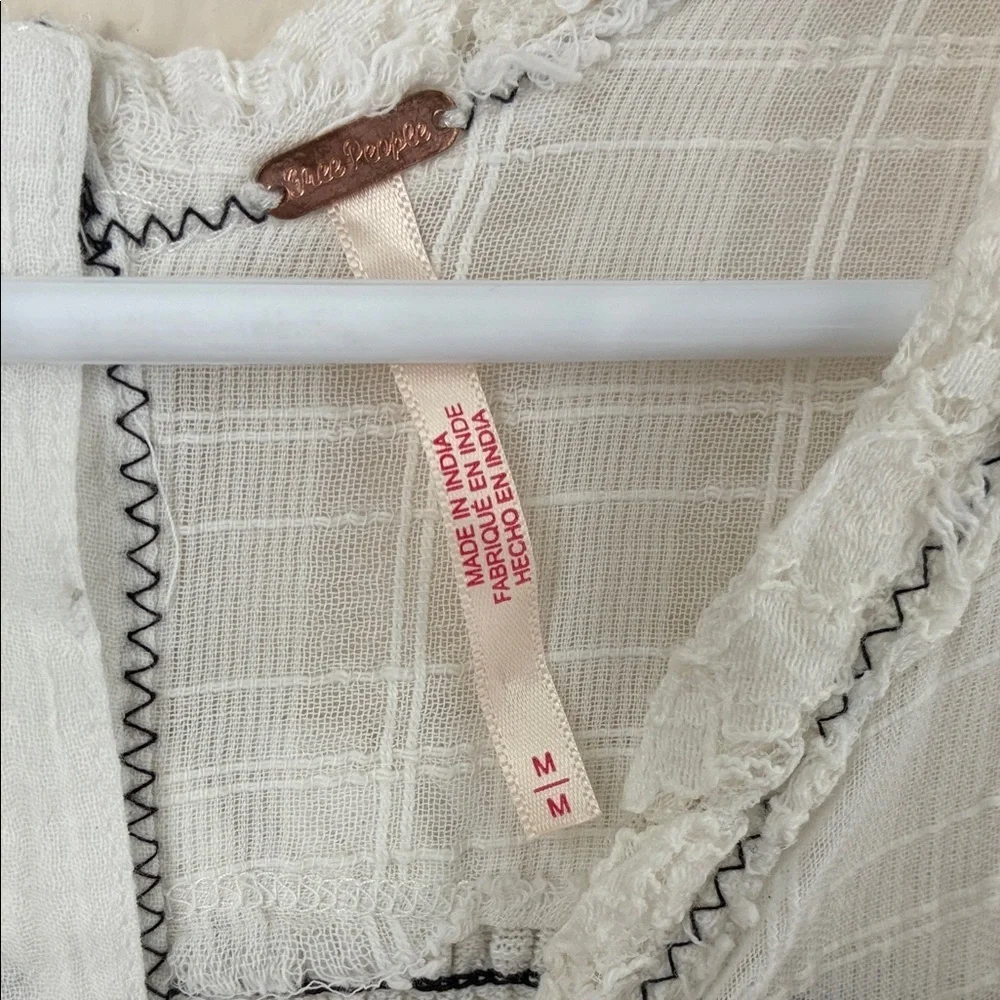 Free People Cream Sleeveless Tunic with Embroidery